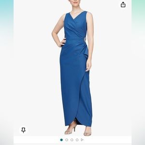 Alex Evenings Blue Asymmetrical Dress